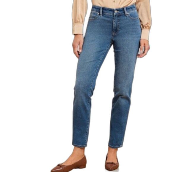 Talbots Blue Medium Wash Non-Distressed High Rise Slim Ankle Jeans Size 16W - Picture 1 of 13